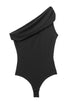 Chic Pleated Asymmetrical One Shoulder Bodysuit