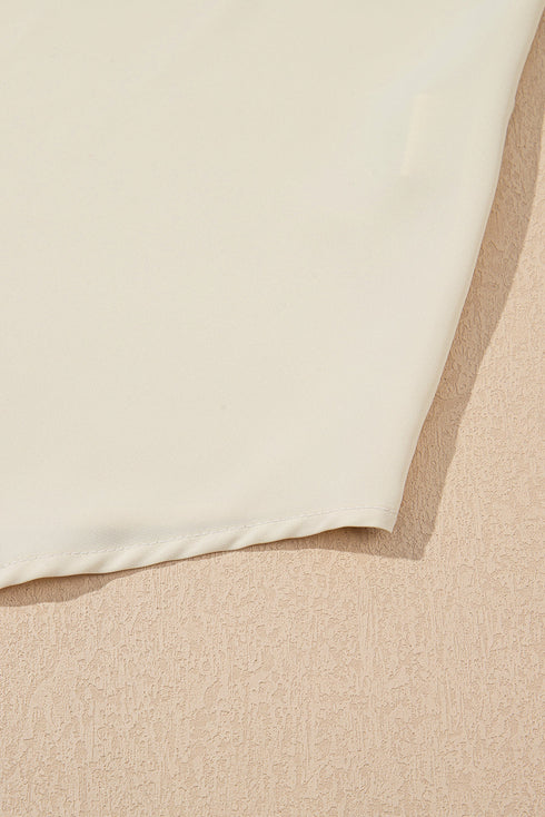 Chic Pussy Bow Tie Neck Contrast Trim Short Sleeve Blouse