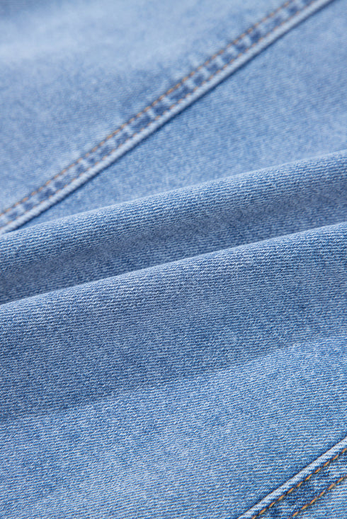 Chic Sleeveless Square Neck Seamed Zipper Bodycon Denim Mini Dress