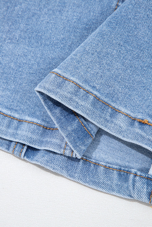 Chic Sleeveless Square Neck Seamed Zipper Bodycon Denim Mini Dress