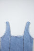 Chic Sleeveless Square Neck Seamed Zipper Bodycon Denim Mini Dress