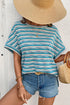 Chic Textured Stripe Wide Sleeve Comfort Loose Knit Top