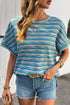 Chic Textured Stripe Wide Sleeve Comfort Loose Knit Top