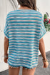Chic Textured Stripe Wide Sleeve Comfort Loose Knit Top