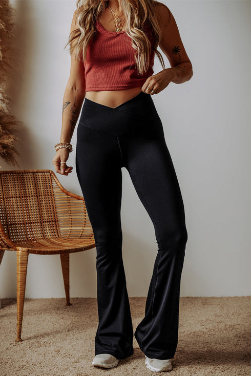 Chic V Shape High Waist Flared Leggings