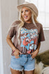 Chicory Coffee Honky Tonk Honey Graphic Crew Neck Western Fashion Tee