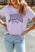 Christian Floral Letter Print Round Neck Faith Graphic Tee