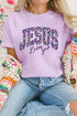 Christian Floral Letter Print Round Neck Faith Graphic Tee