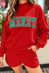 Christian Slogan Mock Neck Pullover Short Set