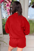 Christian Slogan Mock Neck Pullover Short Set