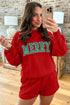 Christian Slogan Mock Neck Pullover Short Set