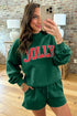 Christian Slogan Mock Neck Pullover Short Set