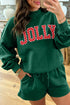 Christian Slogan Mock Neck Pullover Short Set