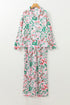 Christmas Berries Plant Print Satin Wide Leg Sleepwear Set