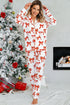 Christmas Bow Print Crewneck Long Sleeve Wide Leg Pajama Set
