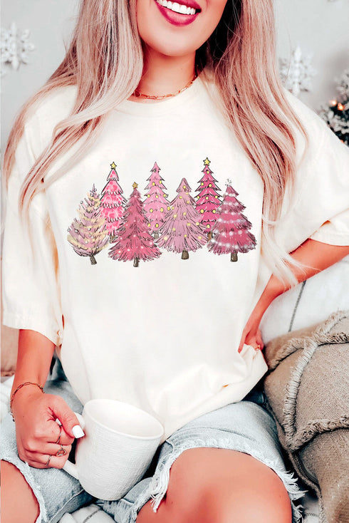 Lighting Christmas Trees Festive Graphic Stretch Tee