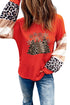 Christmas Tree Leopard Color Block Waffle Knit Top