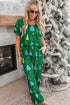 Christmas Tree Print V Neck Tee And Pants Lounge Set