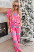 Christmas Tree Print V Neck Tee And Pants Lounge Set