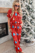 Christmas Tree Print V Neck Tee And Pants Lounge Set