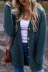 Chunky Cable Knit Button Front Long Sleeve Cardigan