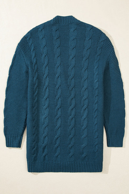 Chunky Cable Knit Button Front Long Sleeve Cardigan