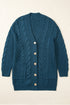 Chunky Cable Knit Button Front Long Sleeve Cardigan
