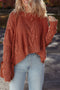Chunky Cable Knit Drop Shoulder Asymmetric Hem Sweater