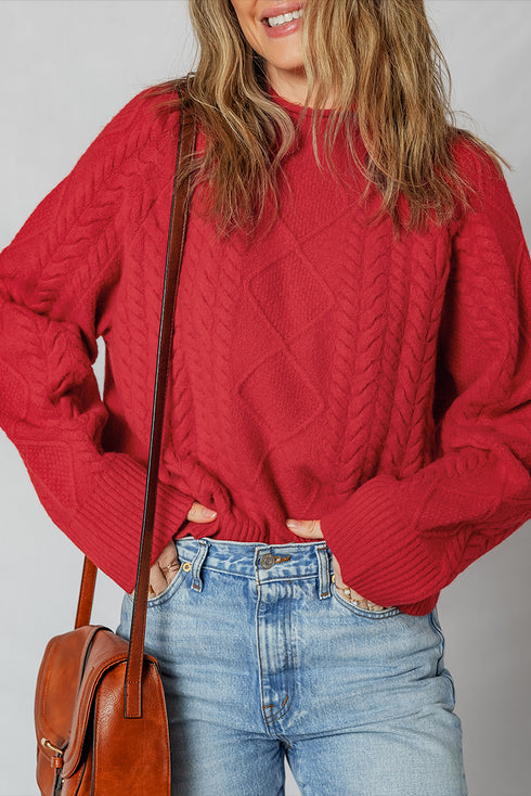 Chunky Cable Knit Drop Shoulder Oversized Sweater