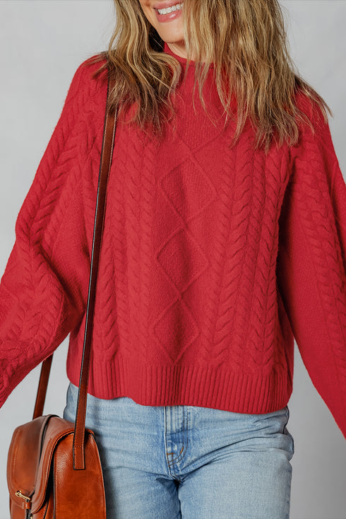 Chunky Cable Knit Drop Shoulder Oversized Sweater