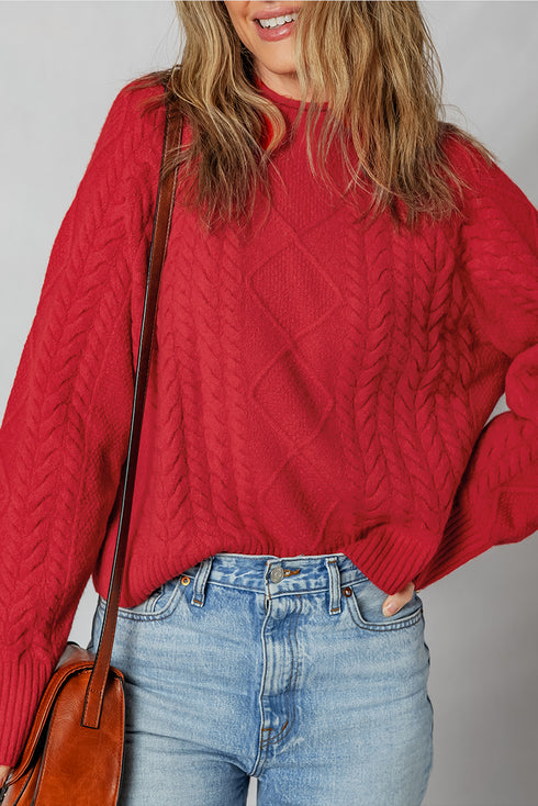 Chunky Cable Knit Drop Shoulder Oversized Sweater