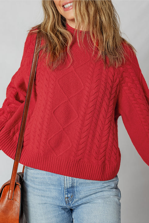 Chunky Cable Knit Drop Shoulder Oversized Sweater