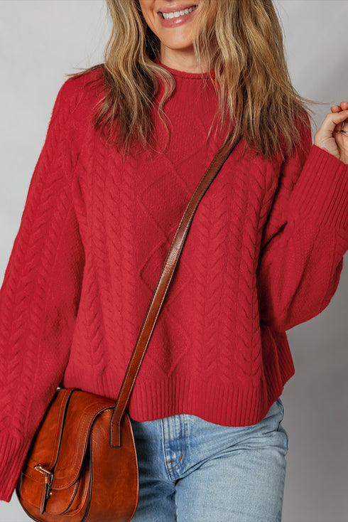 Chunky Cable Knit Drop Shoulder Oversized Sweater