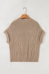 Chunky Cable Knit Mock Neck Cap Sleeve Sweater