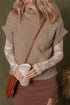 Chunky Cable Knit Mock Neck Cap Sleeve Sweater
