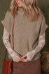Chunky Cable Knit Mock Neck Cap Sleeve Sweater
