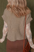 Chunky Cable Knit Mock Neck Cap Sleeve Sweater