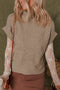 Chunky Cable Knit Mock Neck Cap Sleeve Sweater