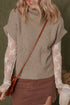 Chunky Cable Knit Mock Neck Cap Sleeve Sweater