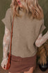 Chunky Cable Knit Mock Neck Cap Sleeve Sweater