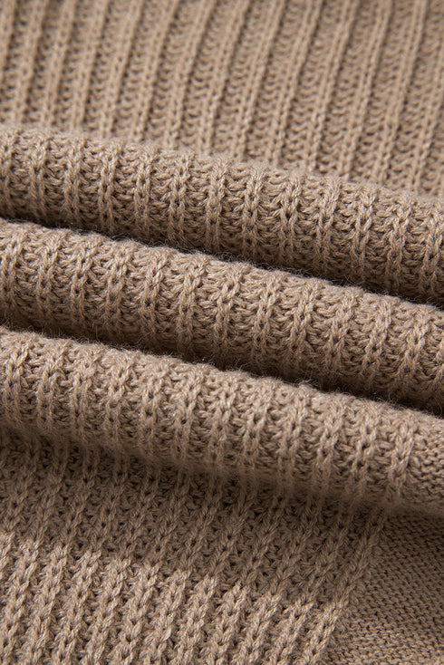 Chunky Cable Knit Mock Neck Cap Sleeve Sweater