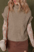 Chunky Cable Knit Mock Neck Cap Sleeve Sweater