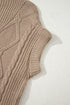 Chunky Cable Knit Mock Neck Cap Sleeve Sweater