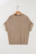 Chunky Cable Knit Mock Neck Cap Sleeve Sweater