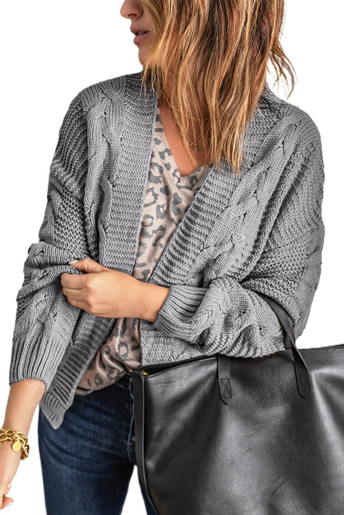 Chunky Cable Knit Open Front Slouchy Cardigan