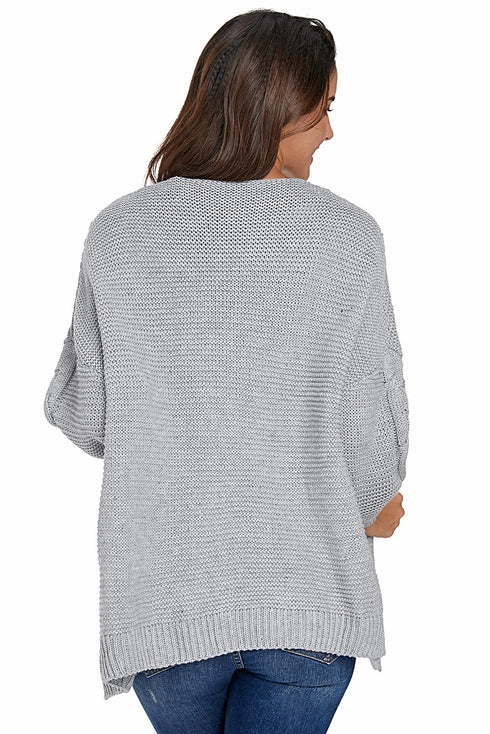 Chunky Cable Knit Open Front Slouchy Cardigan