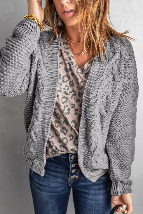 Chunky Cable Knit Open Front Slouchy Cardigan