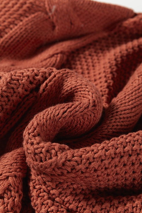 Chunky Cable Knit Oversized Crew Neck Pullover Sweater