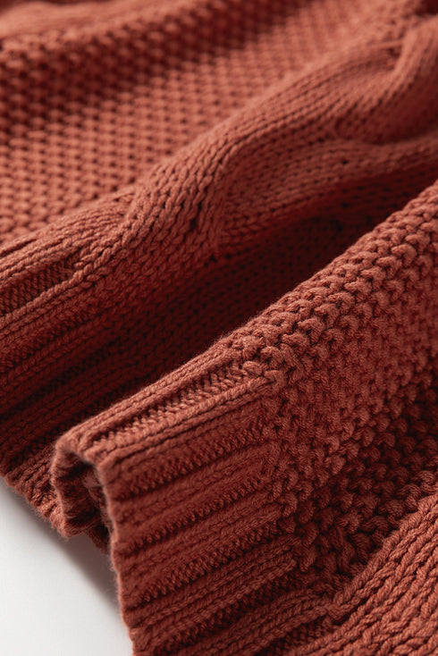 Chunky Cable Knit Oversized Crew Neck Pullover Sweater