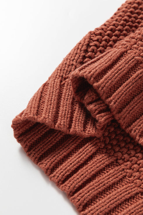 Chunky Cable Knit Oversized Crew Neck Pullover Sweater